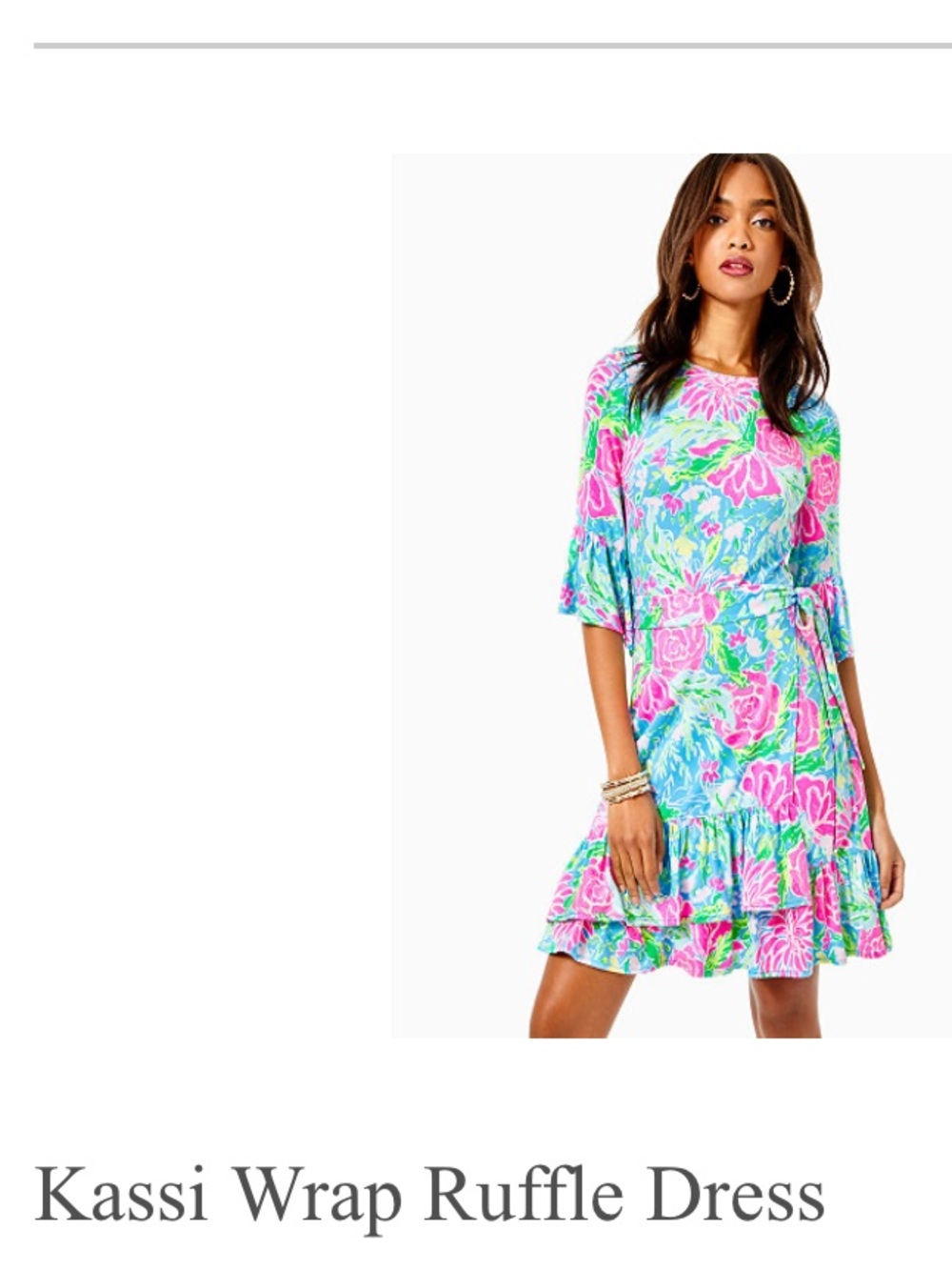 Lilly Pulitzer Kassi Wrap Ruffle Dress - Pink & Blue Floral